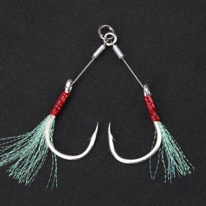 SPINPOLER-DUPLE FISHING HOLDER, JIGGING Hook with penalties jig hooks, assist rig, fish combat, 1: 0, 2/0, 3/0, 5/0, 7/0, 2 pairs per lot per lot 6 Main Sales Bass Bass 5 Cords - №6