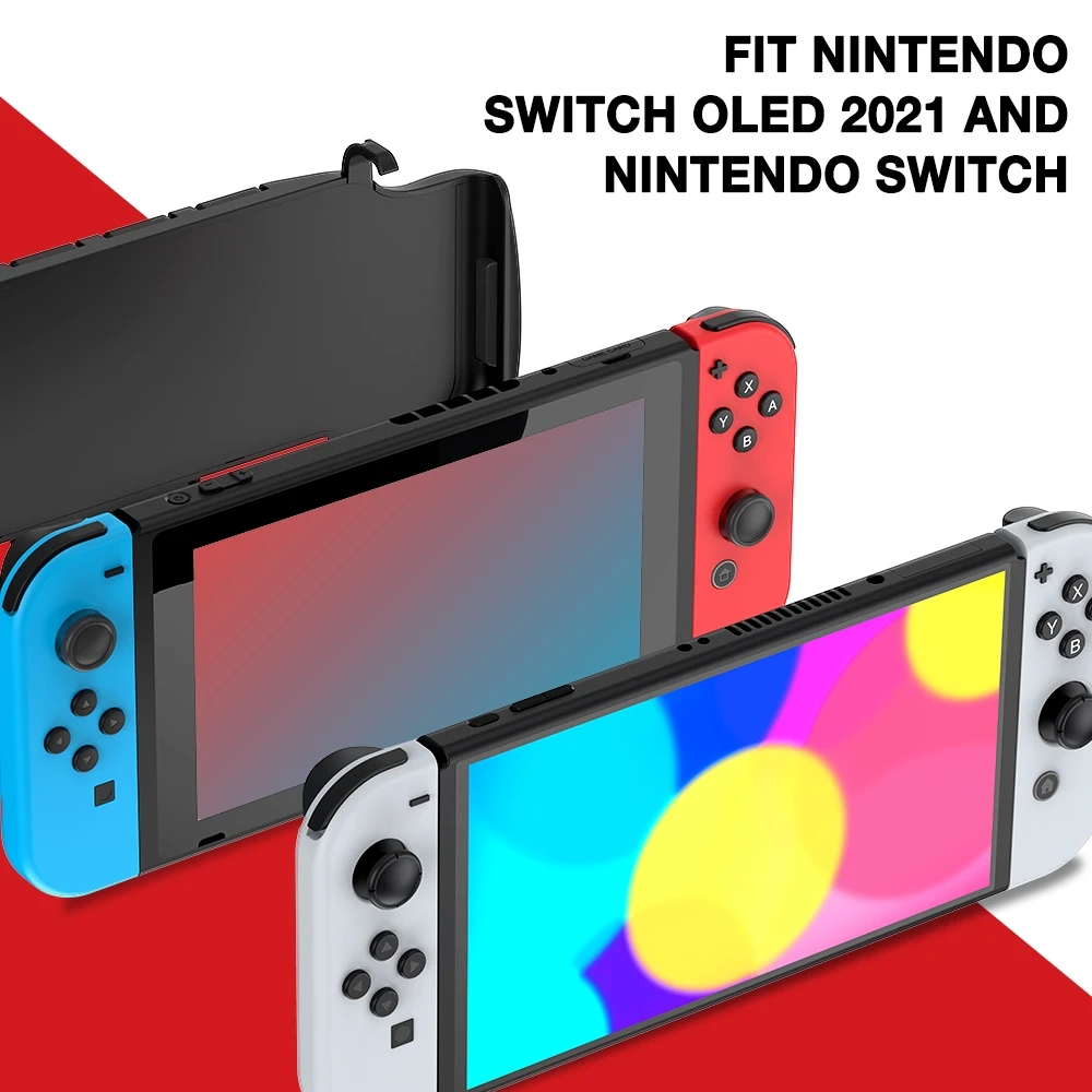 Capa dura protetora à prova de choque para nintendo switch oled com cartões de jogo slots titular caso anti-queda para interruptor oled acessórios
