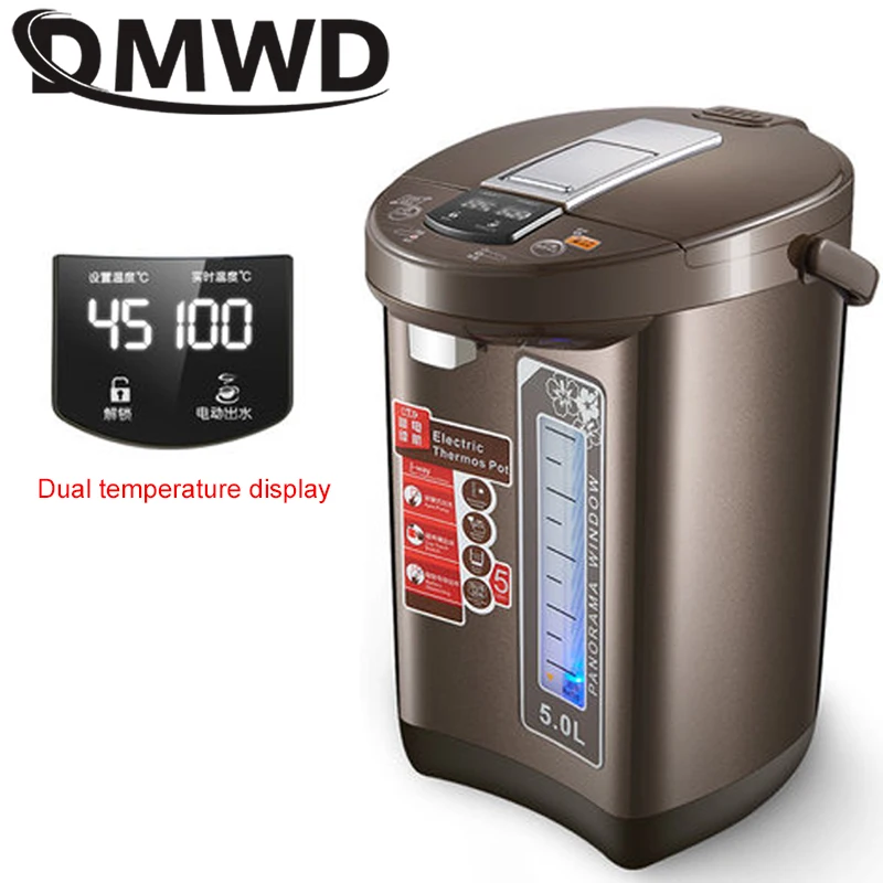 DMWD 5L Thermal Insulation Electric Kettle Stainless Steel Teapot Constant Temperature Heating Hot Water Boiler Heater Bottle