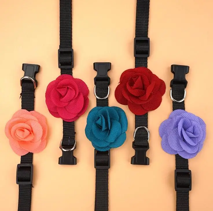 120 Pcs/lot Pet Dog Rose Flower Cat Collar Pet Necklace Dog Grooming Pet Accessories Wholesale