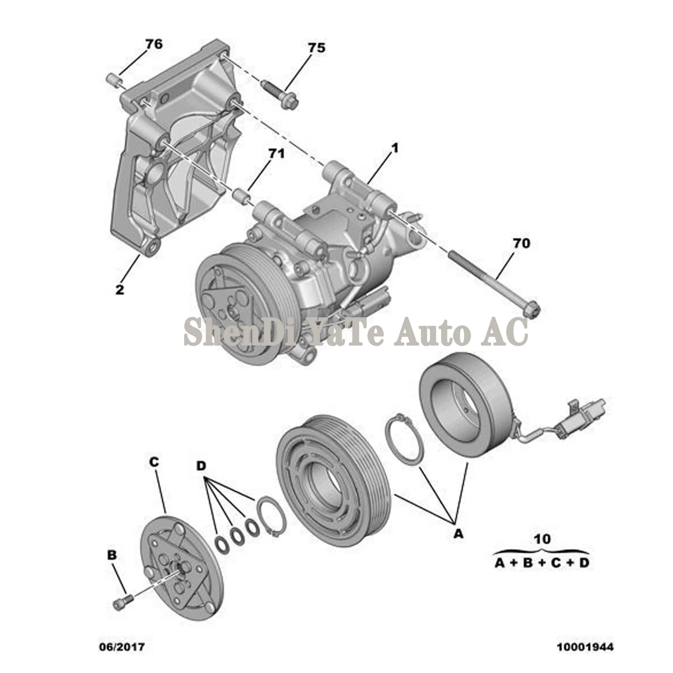 9676011680 A/C Compressor Clutch For 13-18 Peugeot 301 2008 Citroen C3-XR Elysee 1612195180 9806599380 9808860080 9810349980