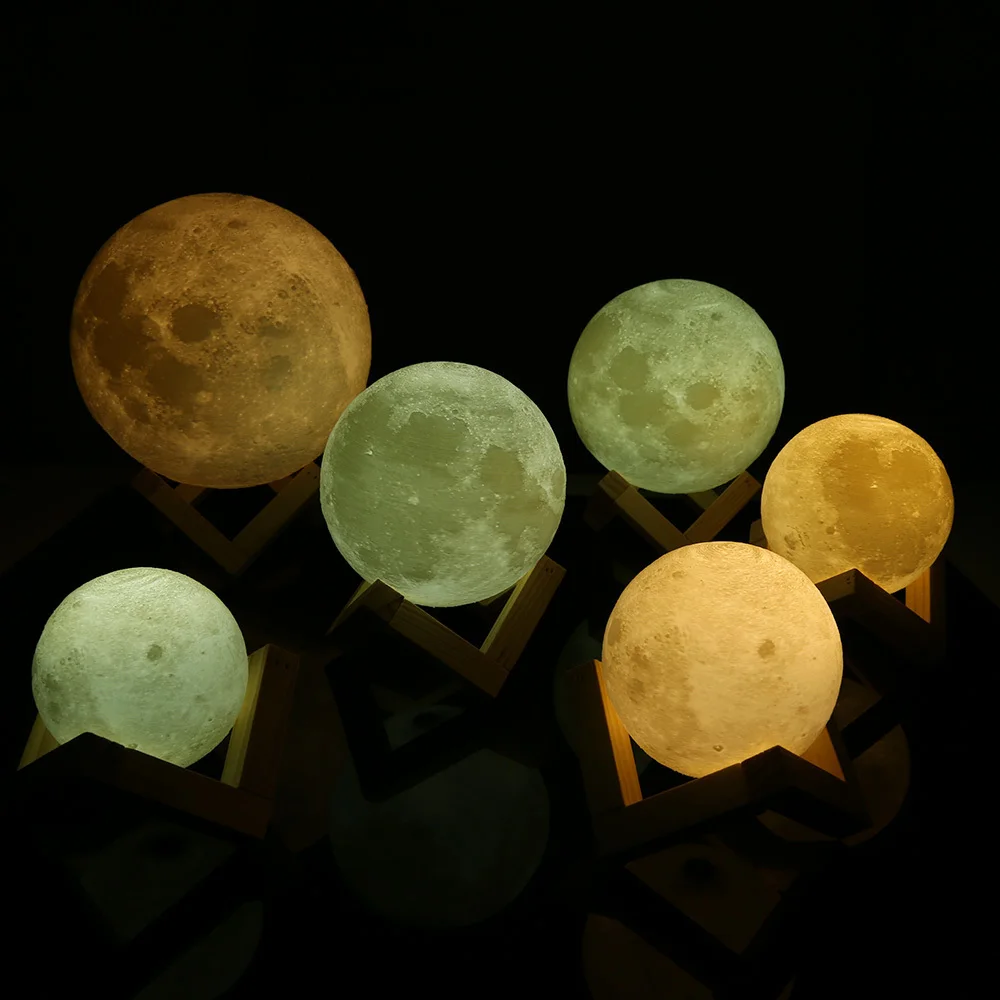 3D Print Rechargeable Moon Lamp LED Night Light Creative Touch Switch Moon Light For Bedroom Decoration Birthday Gift