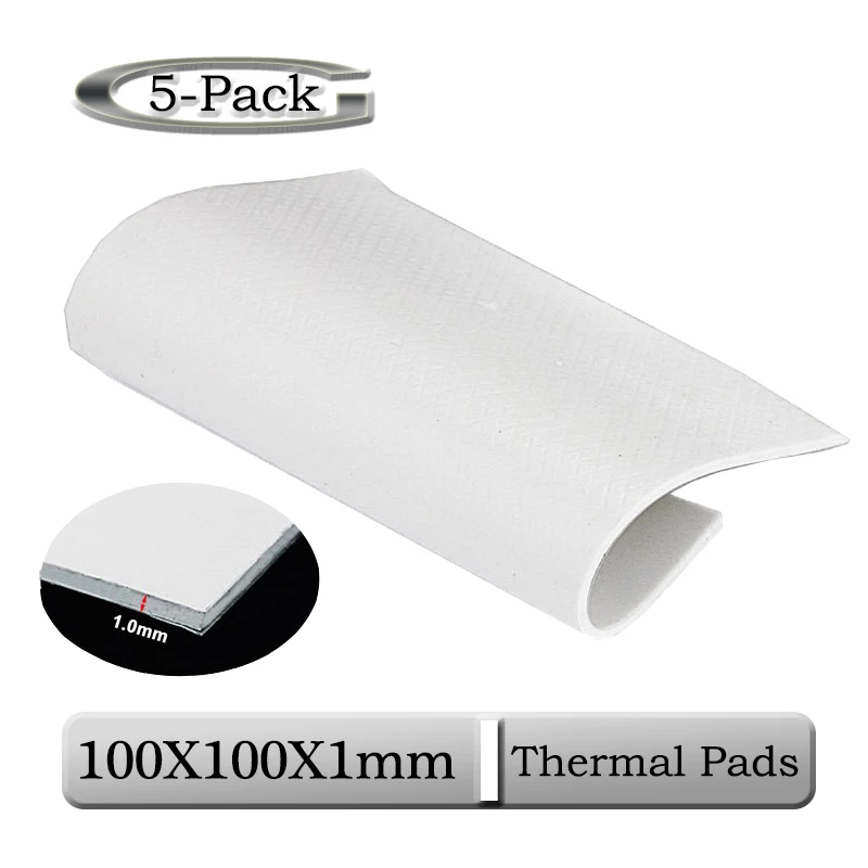 

5pcs Gdstime 100mm x 100mm x 1mm 10cm 0.1cm Thickness White Thermal Conductive Silicone Pad