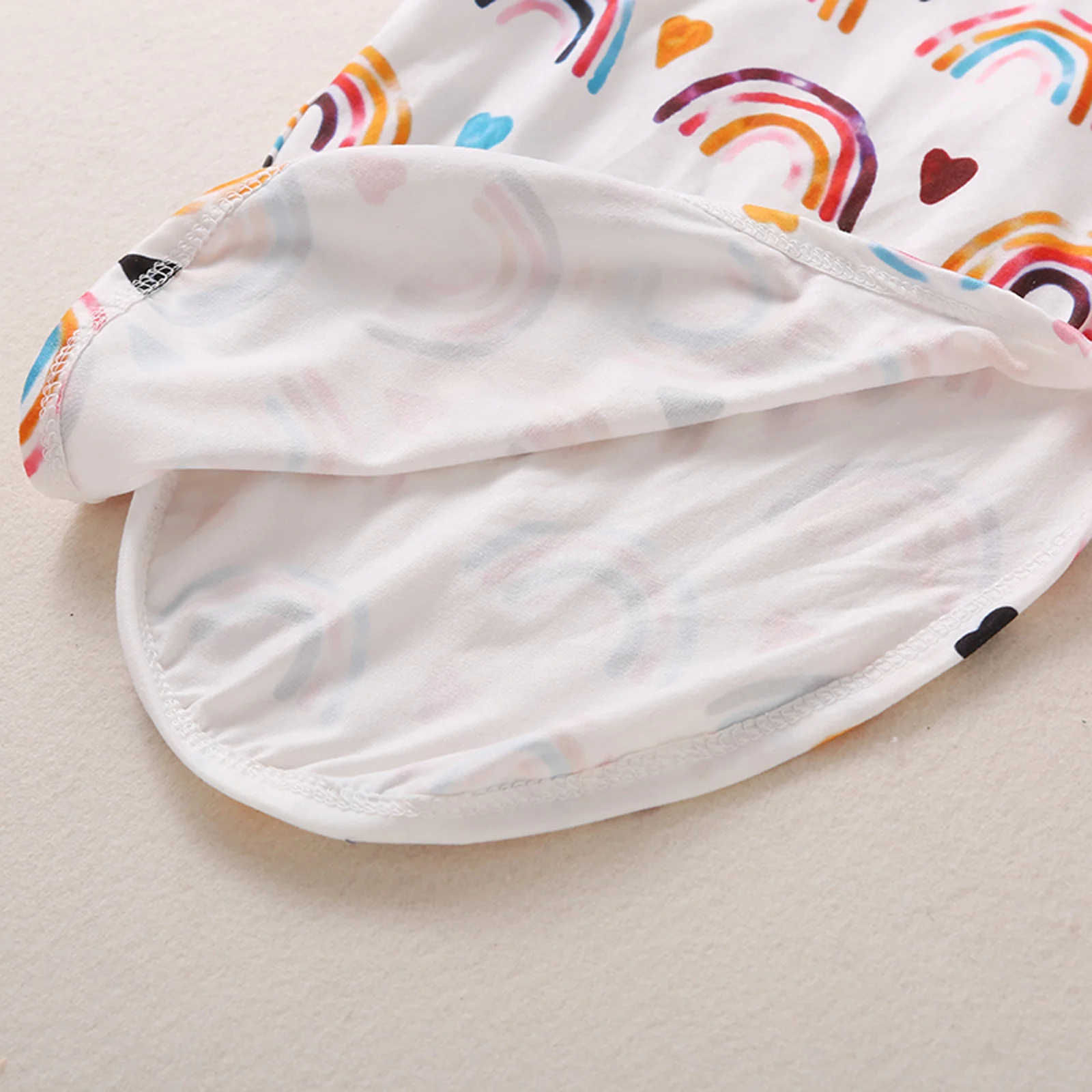 أكياس نوم للأطفال حديثي الولادة ، طباعة قوس قزح ، رقبة مستديرة ، أكمام طويلة ، ملابس نوم ، عصابة رأس ، 0-12 شهرًا