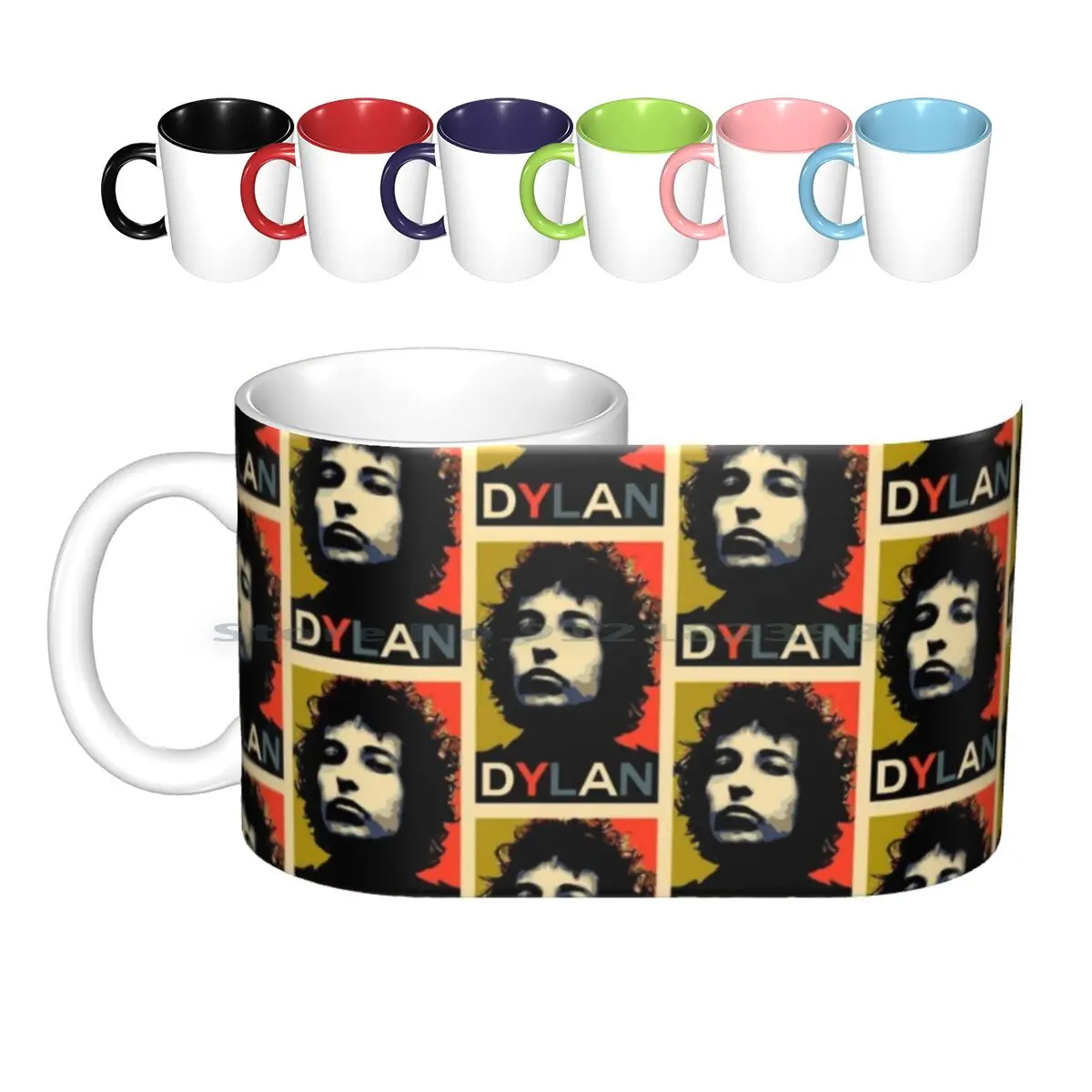 Dylan Ceramic Mugs Coffee Cups Milk Tea Mug Typography Pop Art Vector Bob Dylan Folk Music Folk Music Singer Songwriter Orange