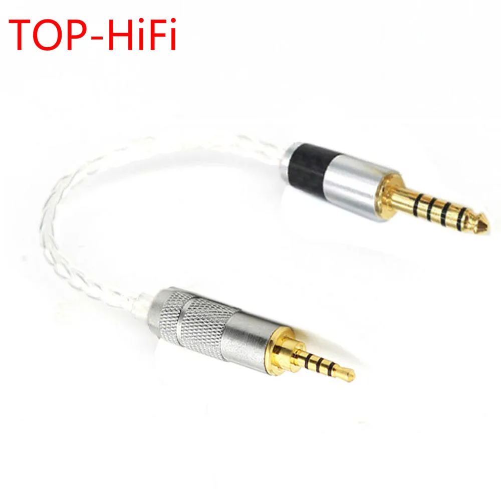 TOP-HiFi 2.5mm TRRS Balanced Male to 4.4mm Balanced Male Amplifier Adapter Cable 7NOCC Single Crystal Copper Silver Plated