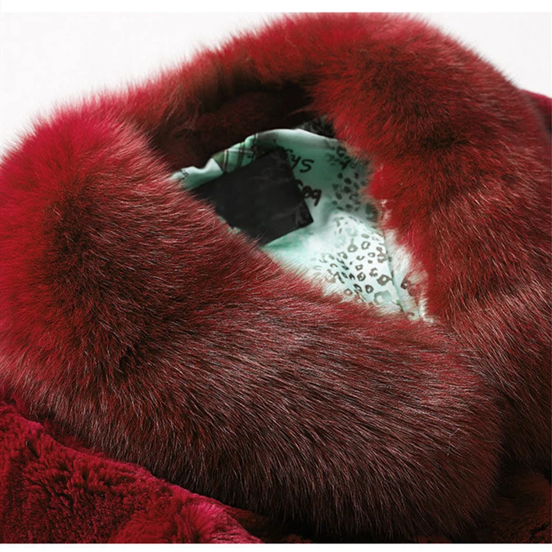 Pelliccia sintetica donna collo di pelliccia di volpe cappotto invernale pelo di coniglio sintetico corto sottile rosso giacche calde Plus Size