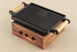 portable mini cast iron table barbecue grills stove teppanyaki bbq grill for Single couple cast iron pan and stove 024-1