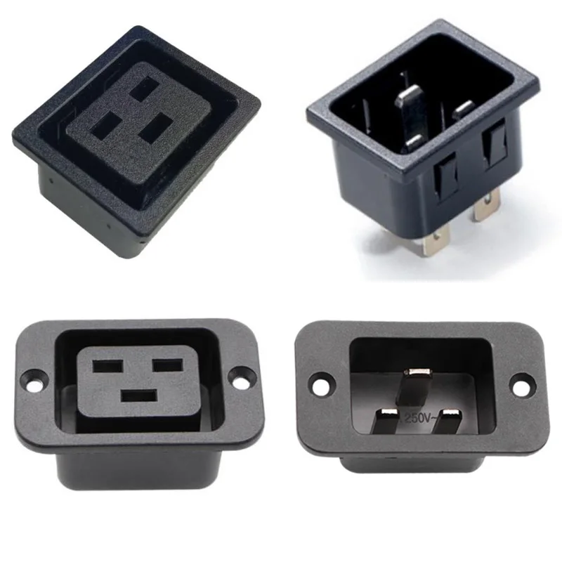 

High quality Black 16A 250V IEC-C19/C20 universal Panel Mount adaptor plug connector socket PDU/UPS Industrial power plug socket