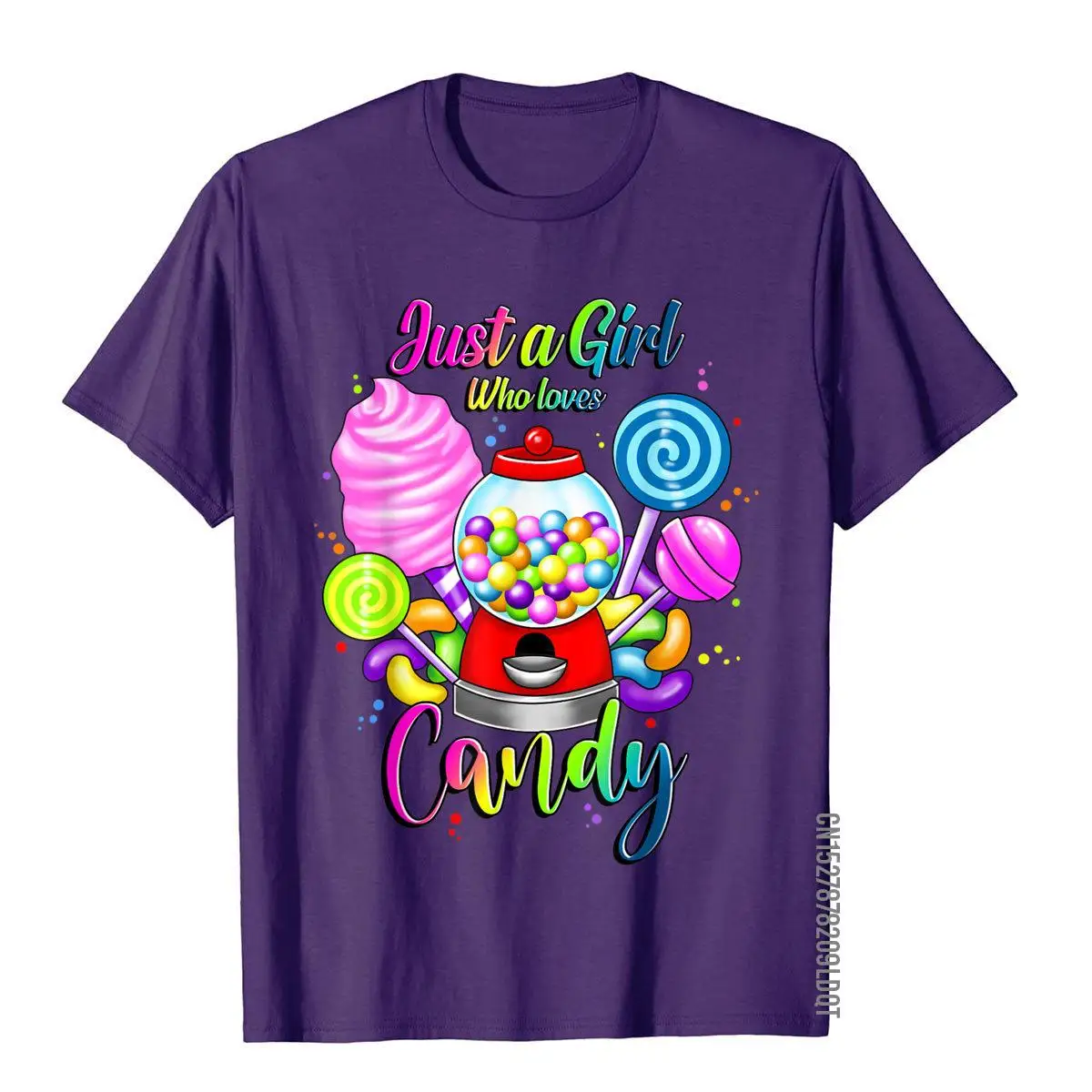 Just A Girl Who Loves Candy Rainbow Sweets Tester Gift T-Shirt Tops T Shirt Birthday Cotton Student Top T-Shirts