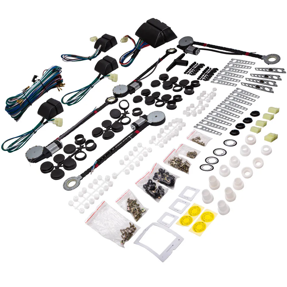 Universal set of Electric Window 4 Door Power Window Roll Up Conversion Kit 4 Switches