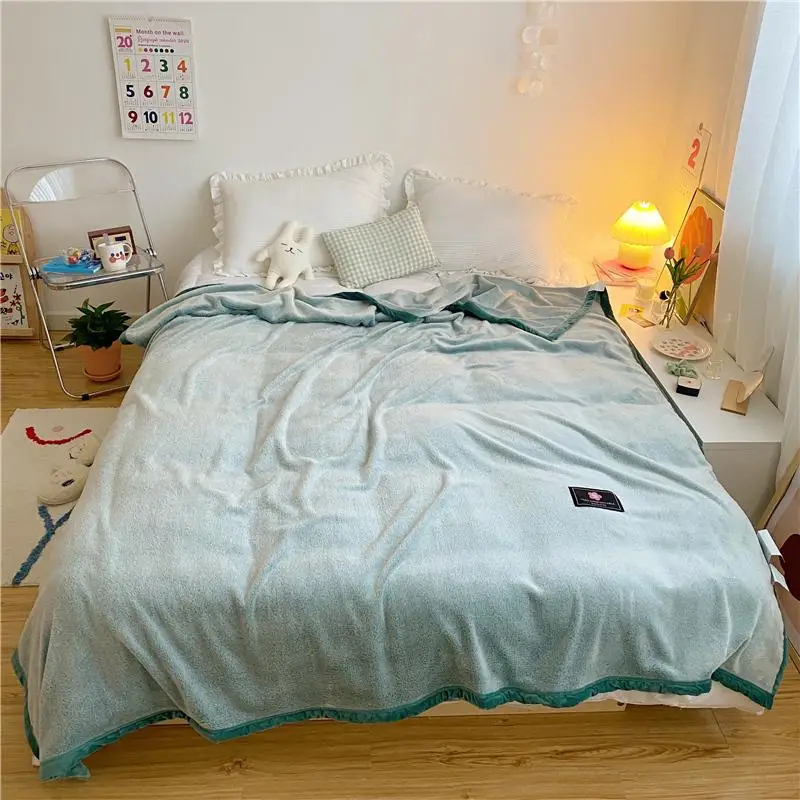 New Solid Color Blanket Single Layer Edging Modern Simple Soft Warm Throw Blanket Bed Cover Blanket For Child And Adult 3 sizes