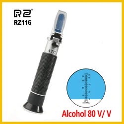 RZ Alcoholometer Refractometer Alcohol Handheld Tool Hydrometer concentration spirits tester Refractometer Alcohol Tester 0~80%V