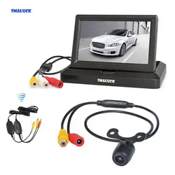 SMALUCK Wireless 5inch Foldable Rear View Monitor Car Monitor Waterproof Rear View Car Camera Parking System Kit