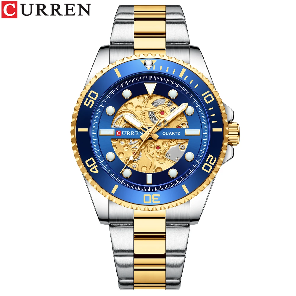 CURREN Fashion Mens Stainless Steel Watches Luxury Men Sports Quartz Wrist Watch Male Business Casual Watch relogio masculino