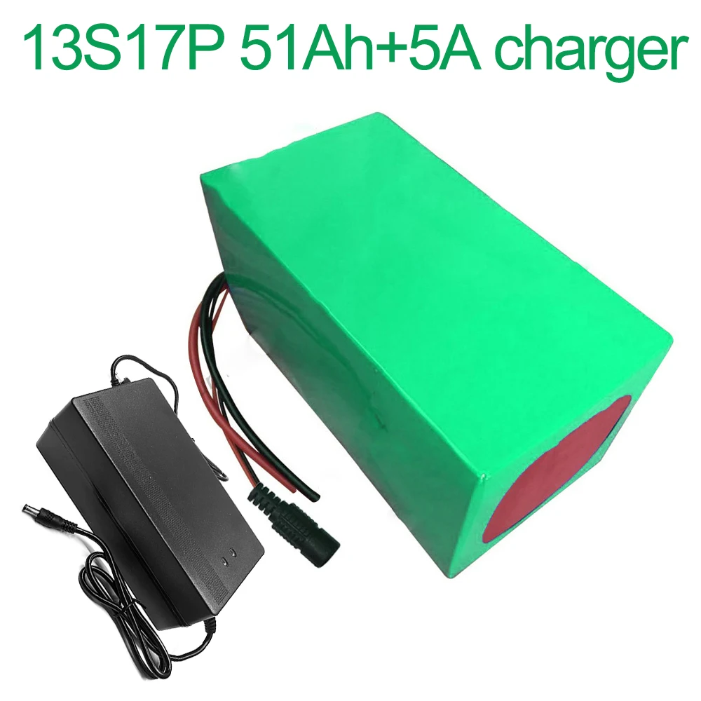 

With 5A charger 48V 51Ah 13S17P 18650 Li-ion Battery Pack E-Bike Ebike electric bicycle 260x170x140mm