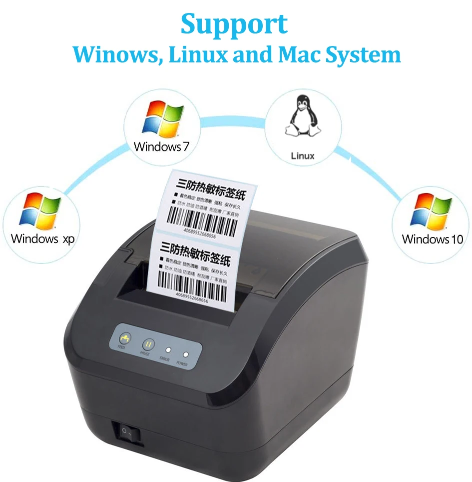 Label Barcode Printer Thermal Pos Receipt Printer 80mm Lan USB Bluetooth Wifi support adhesive sticker paper