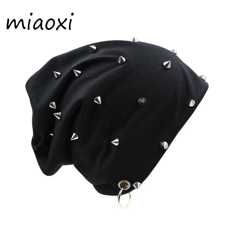 

Hip Hop New Fashion Rivet Hoop Warm Winter Men Hat Women Autumn Adult Fashion Beanies Caps For Boy's Brand Bonnet Sale