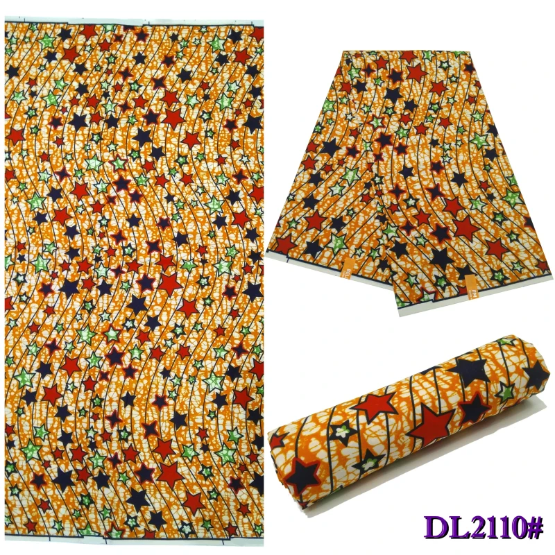 African Wax Print Fabric For Dresses Ladies 2021 Guaranteed Veritable Ankara Real Wax Stars Printing 100% Polyester 6 Yards