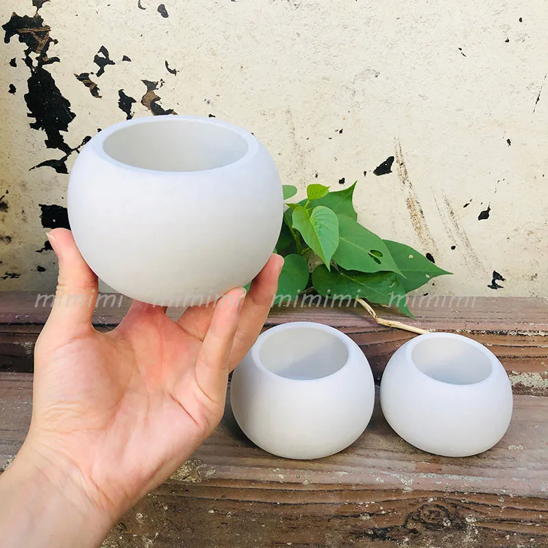 Three Size Round Spherical Concrete Flower Pot Silicone Mold Succulent Flower Pot Mold Diy Gardening Material Aroma Candle Jar