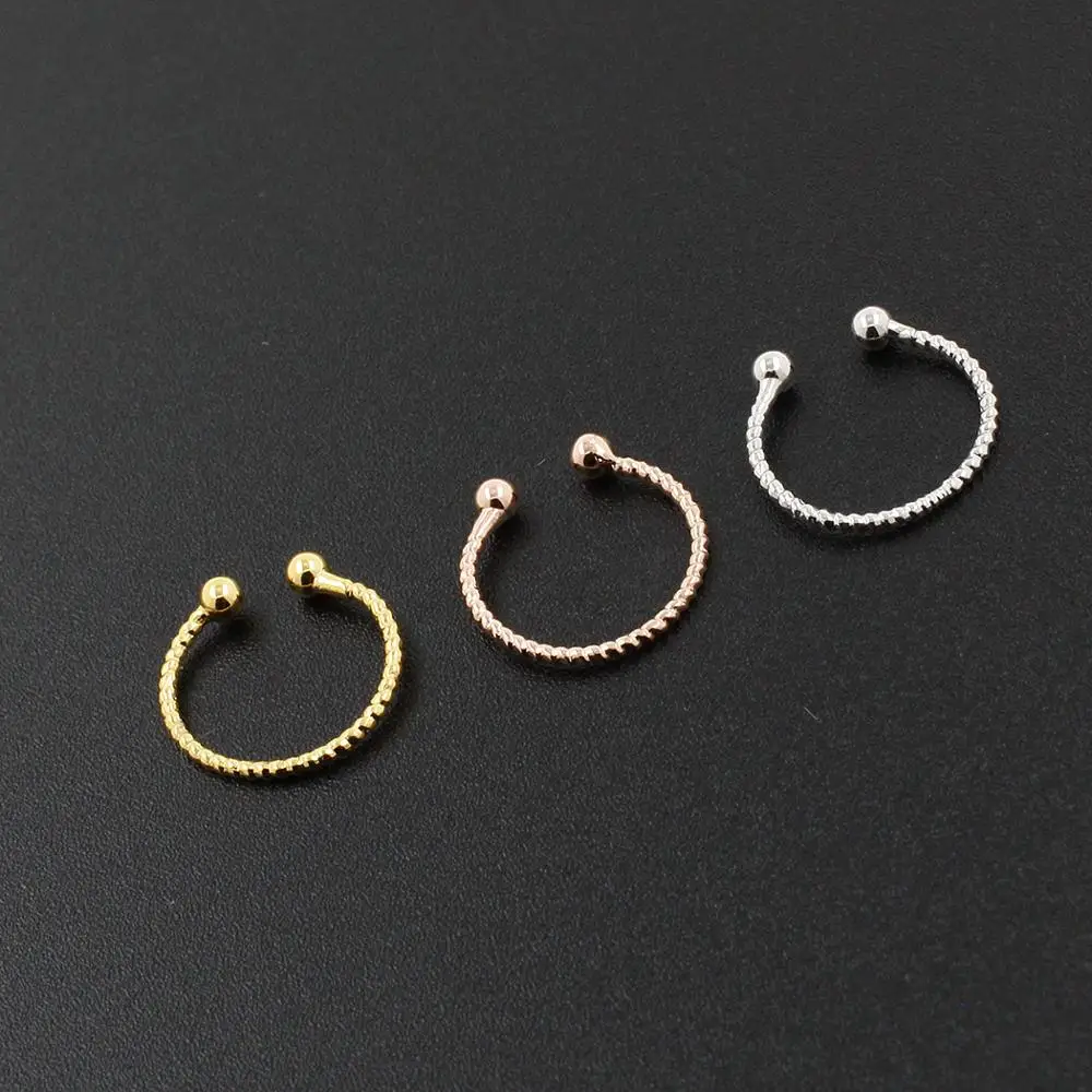 JHJT 1/3PCS Fashion Stainless Steel Horseshoe Fake Nose Piercing BCR Septum Lip Piercing Falso Nose Rings Hoop for Women Jewelry