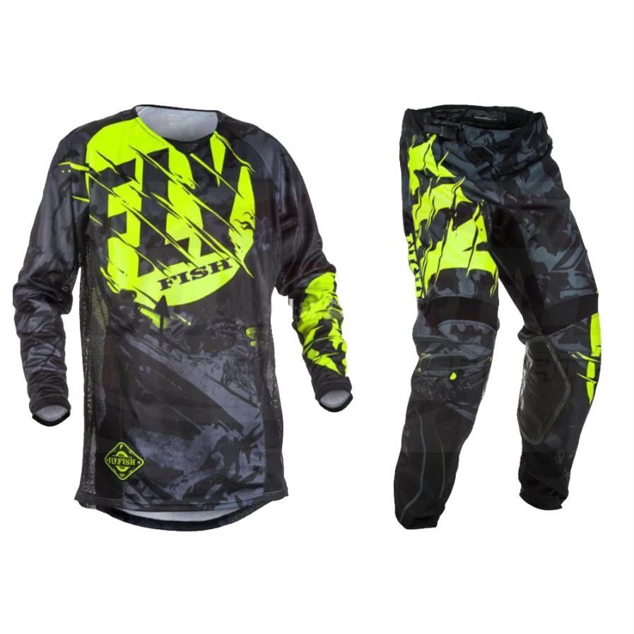 Fly Fish Racing Black/yellow F-16 Jersey & Pant Combo Set MX/ATV Offroad Riding Gear