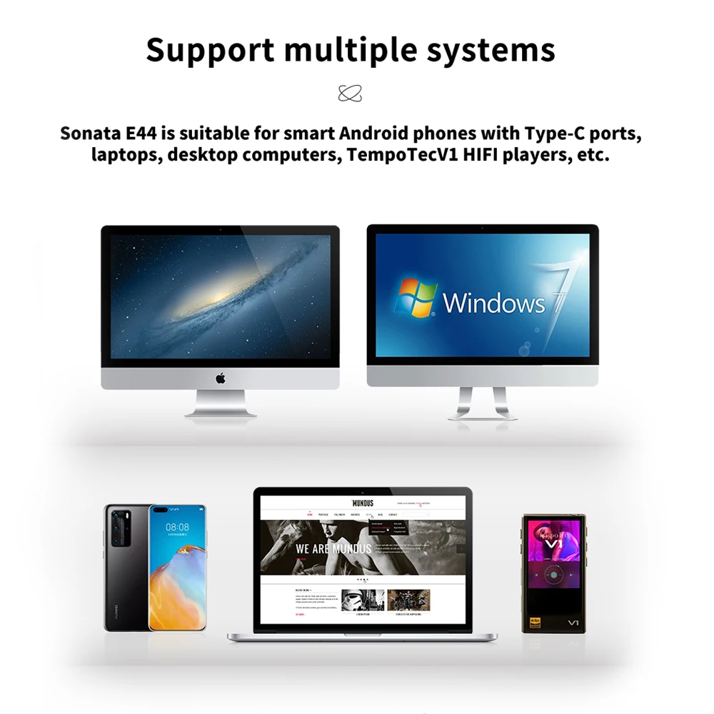 Усилитель для наушников TempoTec Sonata E44, USB, DAC, Type C до 4,4 мм Баланс 2 * CS43131 AMP DSD256 (родной) для телефонов Android и ПК MAC