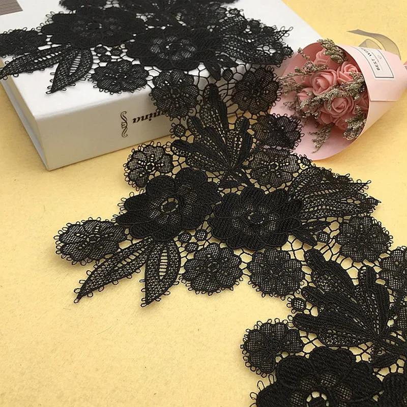 Sale Widening Water-soluble Embroidery Thin Thread Black Eyelash Lace Fabric DIY Dress Cheongsam Sewing Decorative Accessories