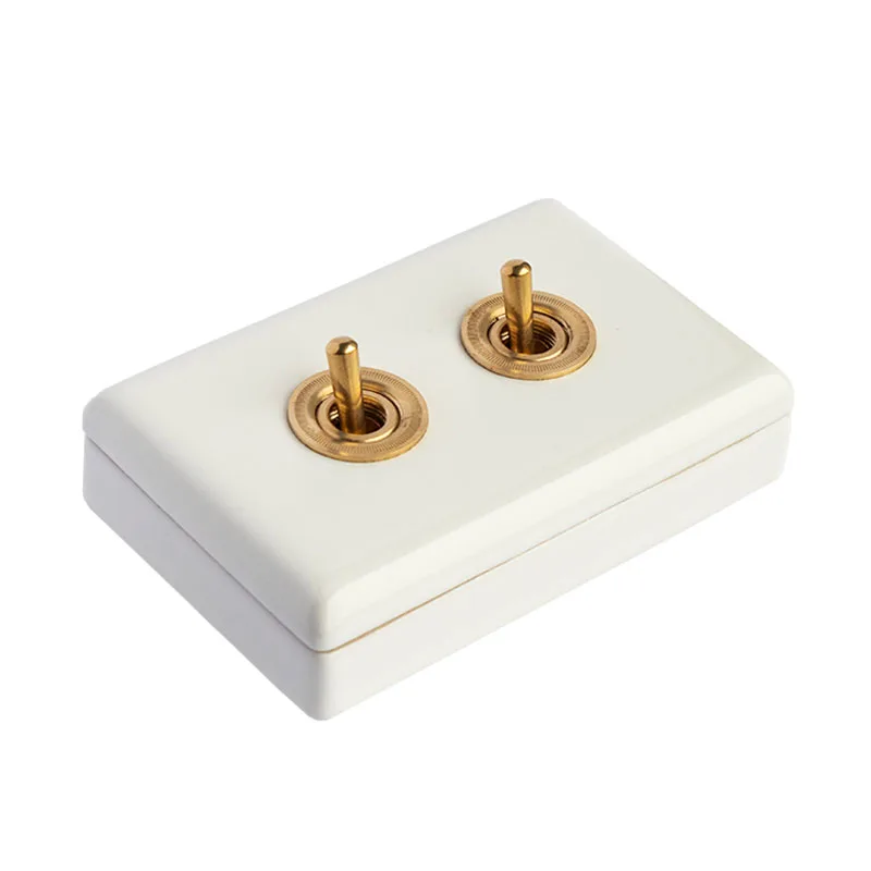 Nostalgic Ceramic Toggle Switch Retro Single and Double Control Switch for Living Room