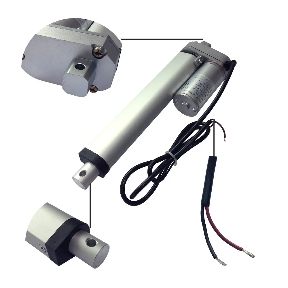 DC Electric 12V/24V 100-750N 10-50mm/s  Linear Motor With Push Rod White Material Aluminum Alloy Linear Actuator Motor