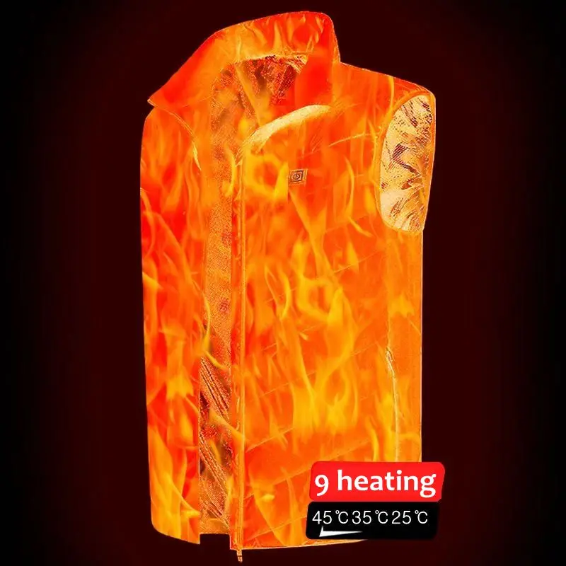 

Men Outdoor USB Infrared Zone 2-9 Heating Vest Jacket Men Winter Electric Thermal Clothing Waistcoat For Sports Hiking
