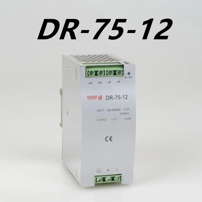 Преобразователь переменного и постоянного тока DR-75-12 75 Вт 12 в 6,3 А, SMPS Din-рейка, одиночный выход, импульсный источник питания