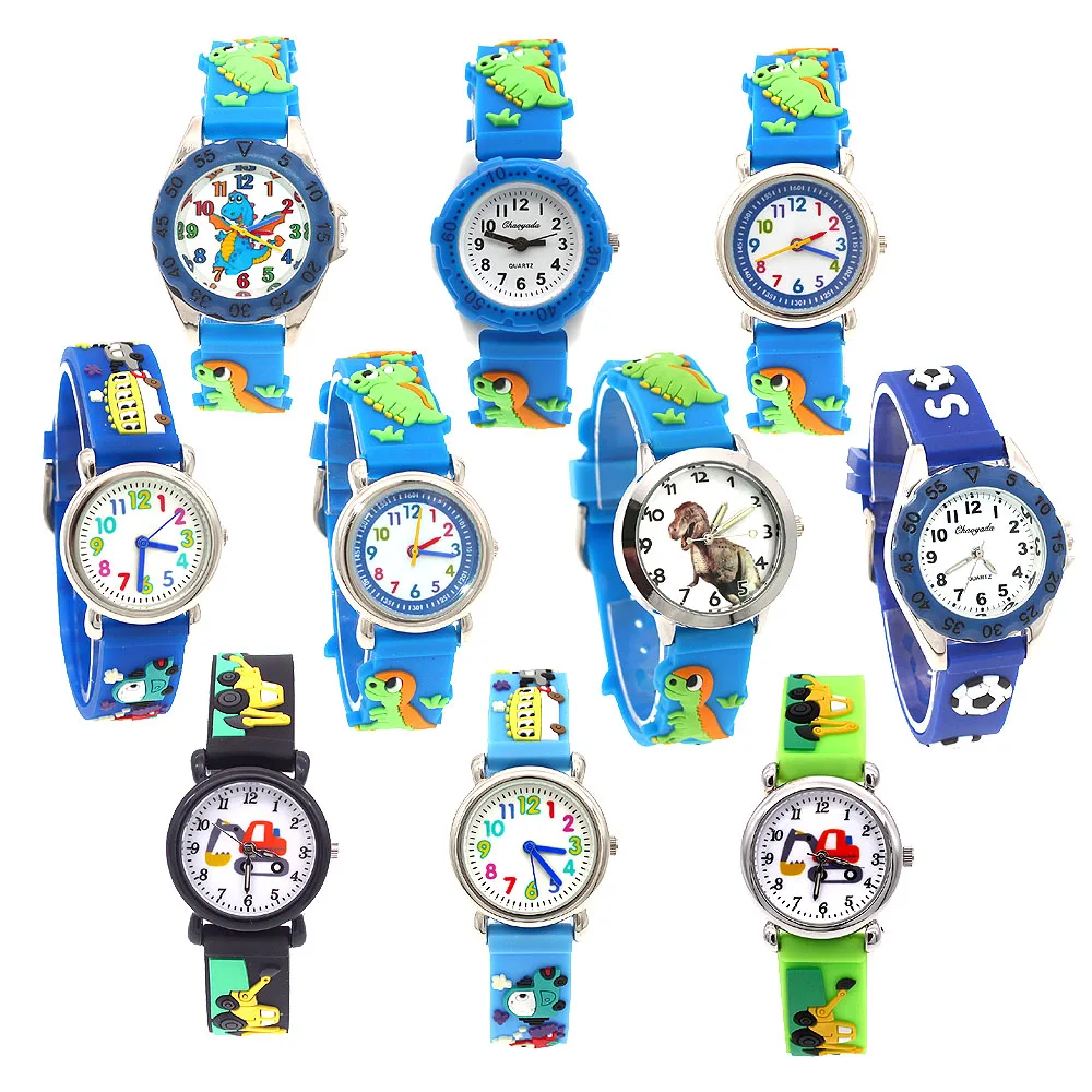 Wholesales Price 10pcs/Lot Kids Quartz Watches Silicone Strap Sweat Quartz Wristwatch Boys Girls Christmas Gift boys watches