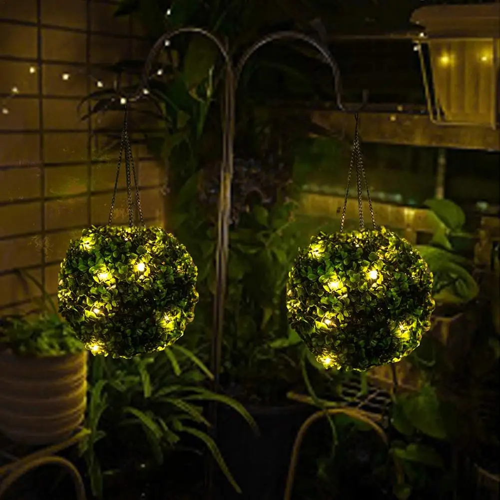 Artificial Plant Topiary Ball Decorative Solar LED Lights For Garden Party Outdoor Wedding Home Decor Artificial Boxwood Balls