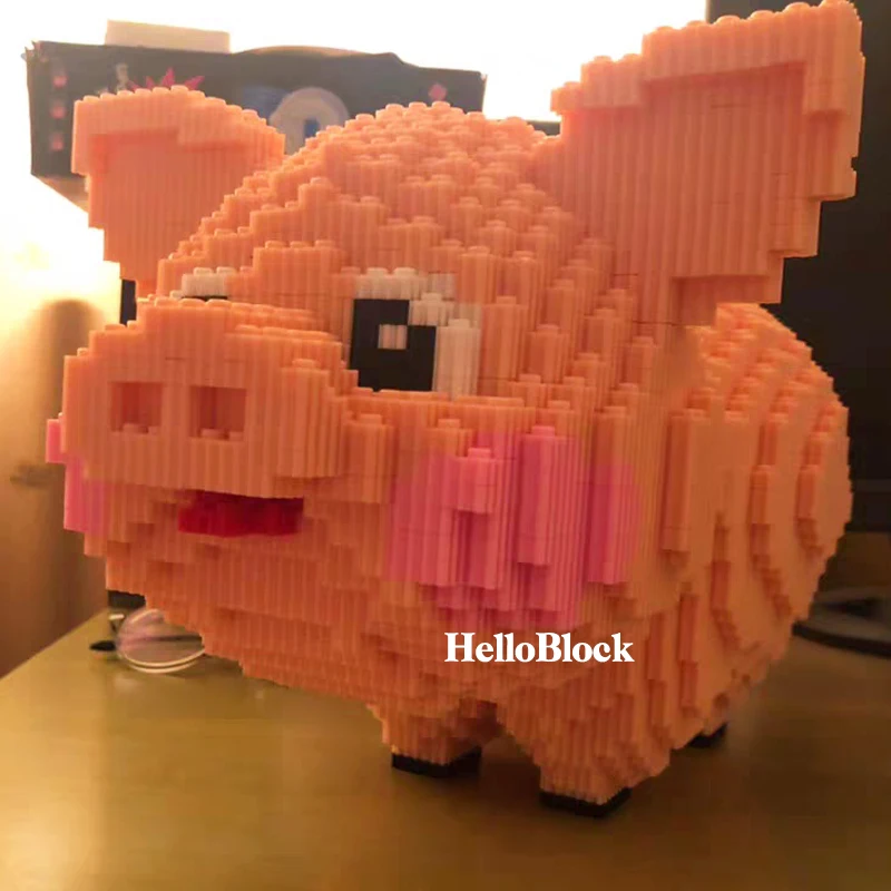 

Cartoon Animal Pet Pink Cute Pig Building Block 3D Model Kits DIY Diamond Mini Brick Assembly Toys For Boy Adult kids Gift