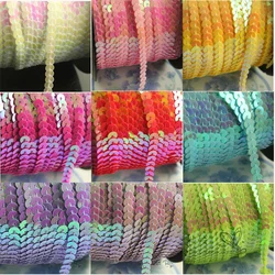 1m-90m 6mm Flat Round Sequins Lace Ribbon Sewing on Trim Spangle Paillettes Strings in Roll For Crafts Women Cloth Accessories