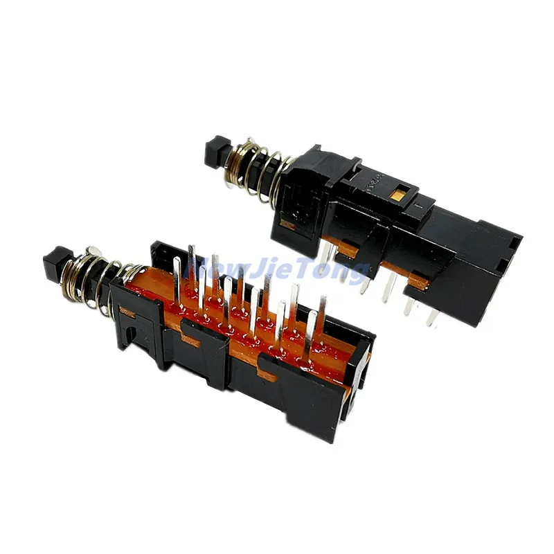 5pcs Push Button Switch 4PDT Locking Switch 12pins Latching Type Silver Plated Terminal
