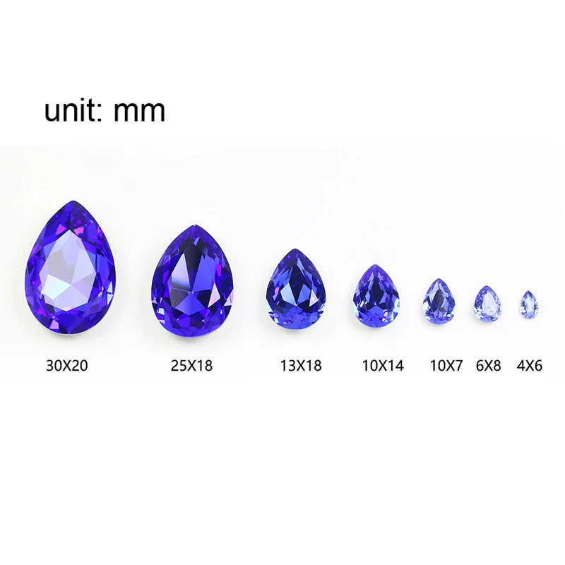 Glitter Crystal Teardrop Nail Rhinestone Pointback Fancy Stone Drop Strass Diamond Art Decorations Glass Gems Applique 3003