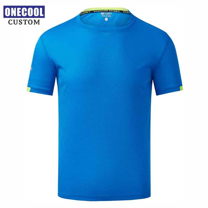 7 cores de secagem rápida em torno do pescoço poliéster camiseta esporte personalizado logotipo bordado impresso design pessoal S-4XL onecool