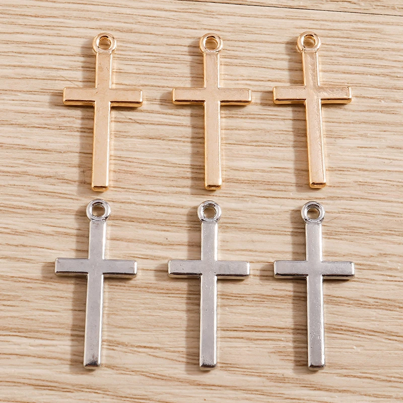 20pcs 13*27mm Gold Silver Color Alloy Cross Charms for Jewelry Making DIY Handmade Drop Earrings Pendants Necklaces Crafts Gift