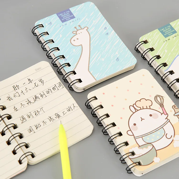 4pcs Creative Cartoon Memo Pads Cute Coils Notebook Student Kids Gifts Prizes Kawaii School Office Learning Stationery Wholesale