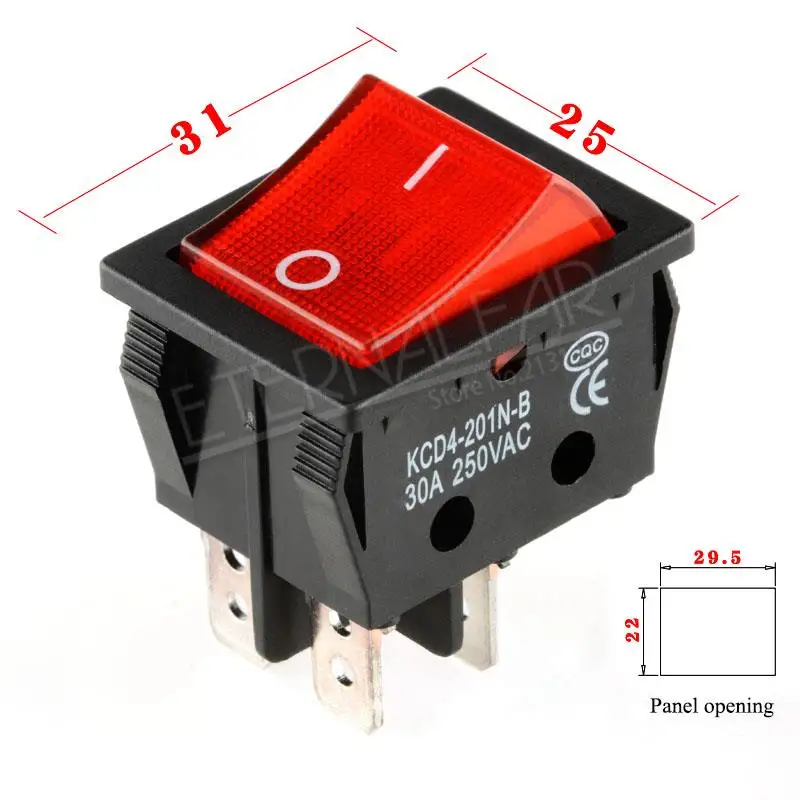 KCD4 Elektrische Schweißmaschine Schalter Schiff Typ Schalter Mit Rotem Licht 30A 250V AC Elektrische Ofen Elektrische Heizung Schalter 4PIN T8555 – Detail 13