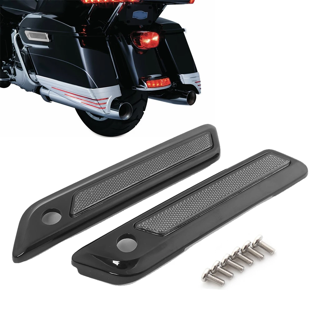 Black Hard Saddlebag Latch Cover with Smoke Reflectors For   Harley Davidson Touring Road King Glide 2014-2020 Accessories