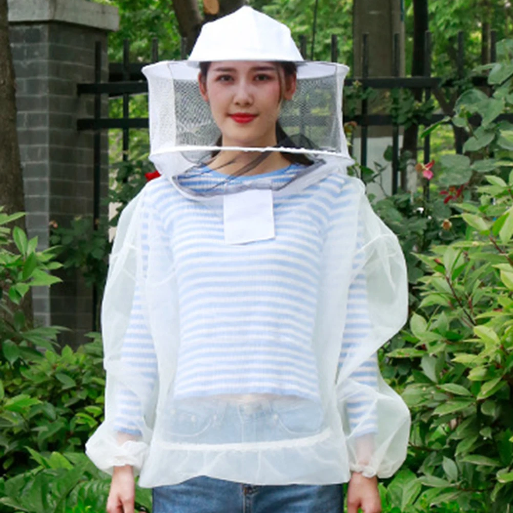 White Keeping Beekeeper Equipment Professional Beekeeping Protective Jacket Suit With Detachable Hood Bee Keepers Supplies