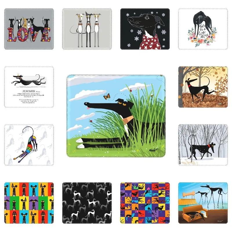 

Greyhound Zoomie Gamer Mouse Pad Non Slip Rubber Base Mousepad Whippet Sighthound Dog Office Computer Laptop Desk Mat Pads