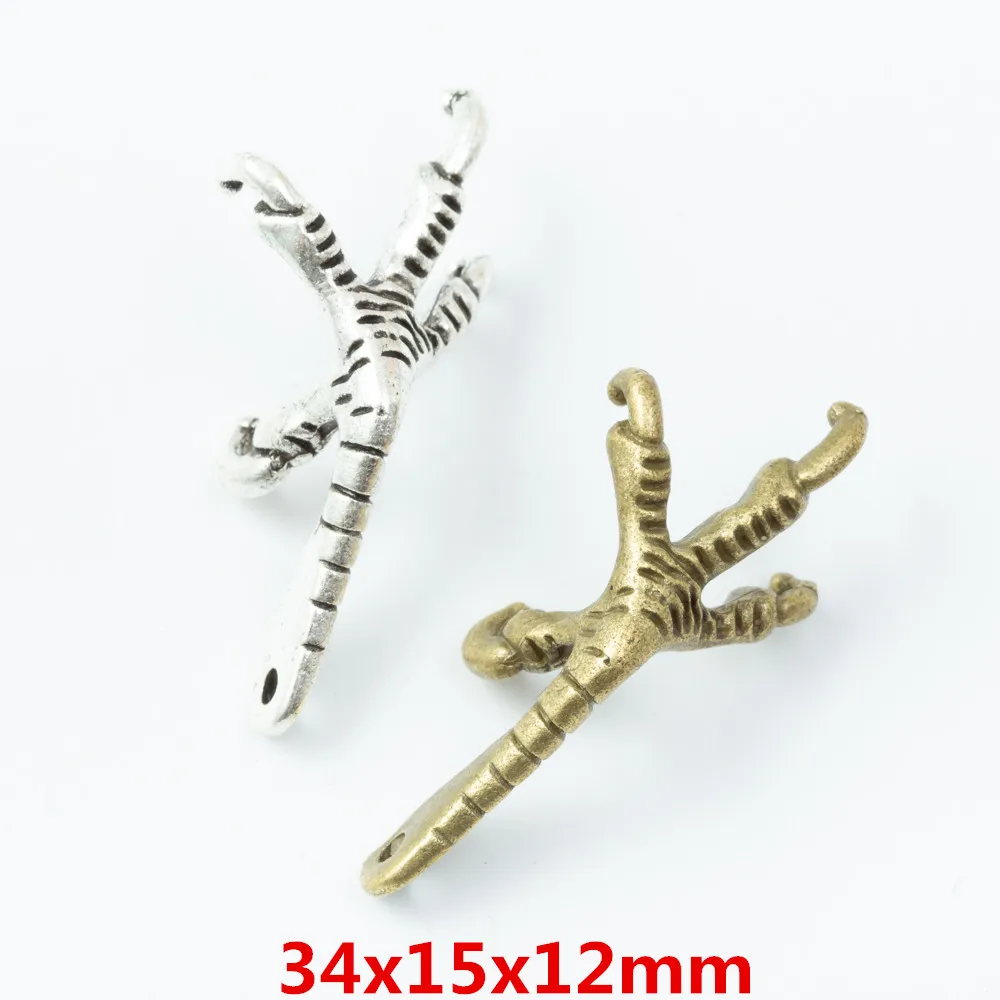 25 pieces of retro metal zinc alloy paw pendant for DIY handmade jewelry necklace making 6749