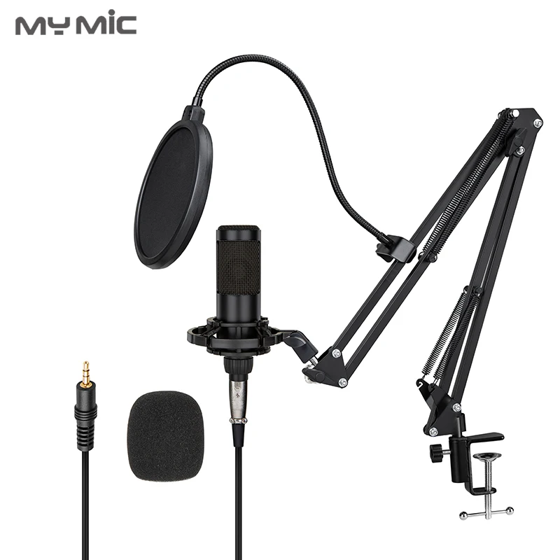 My Mic M6X Professional Condenser Computer Gaming Large Diaphragm Studio Microphone With Stand For Recording