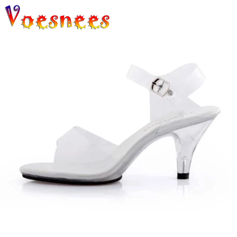 Strip Pole Dance Shoes Women Catwalk Artifact Super High Heel Female Model Shoes Transparent Sandals Women Platform Heels 20cm