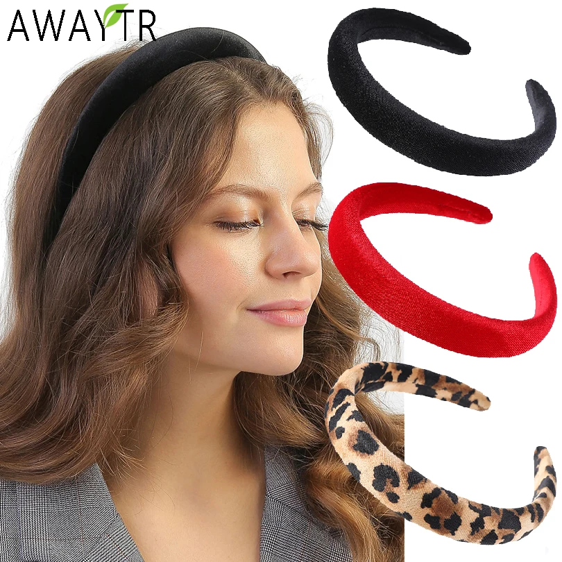 Velvet Sponge Padded Headbands Women Elastic Hairband Solid Color Thick Hair Hoop Bands Girls Hair Accessories Fashion Headdress