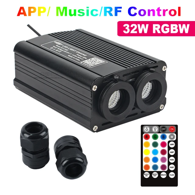 RGBW 32W światłowód led silnik inteligentny Bluetooth/muzyka/rf pilot zdalnego sterowania podwójne źródło światła dla wszystkich włókien kabel światłowodowy